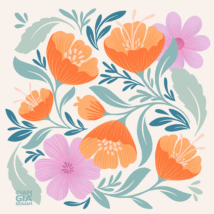 Floral illustration for License by Gia Graham