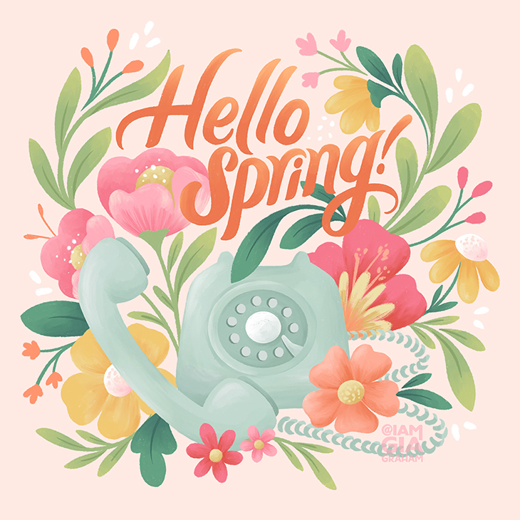 Spring-inspired hand lettering and floral illustration by Gia Graham