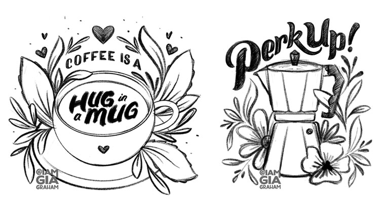 coffee themed sketches